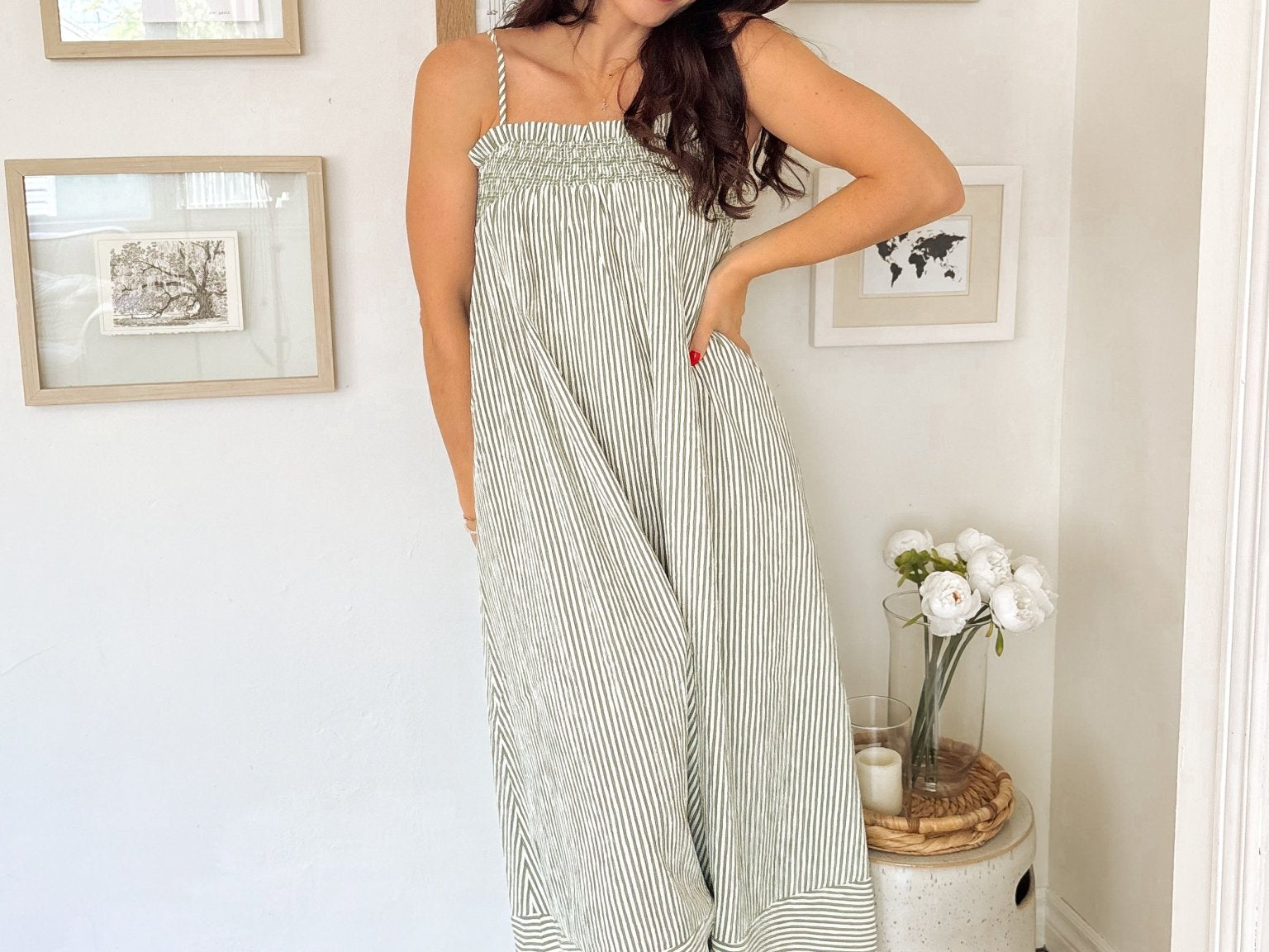 The Isabella White And Green Maxi Dress - Love and Lee Apparel