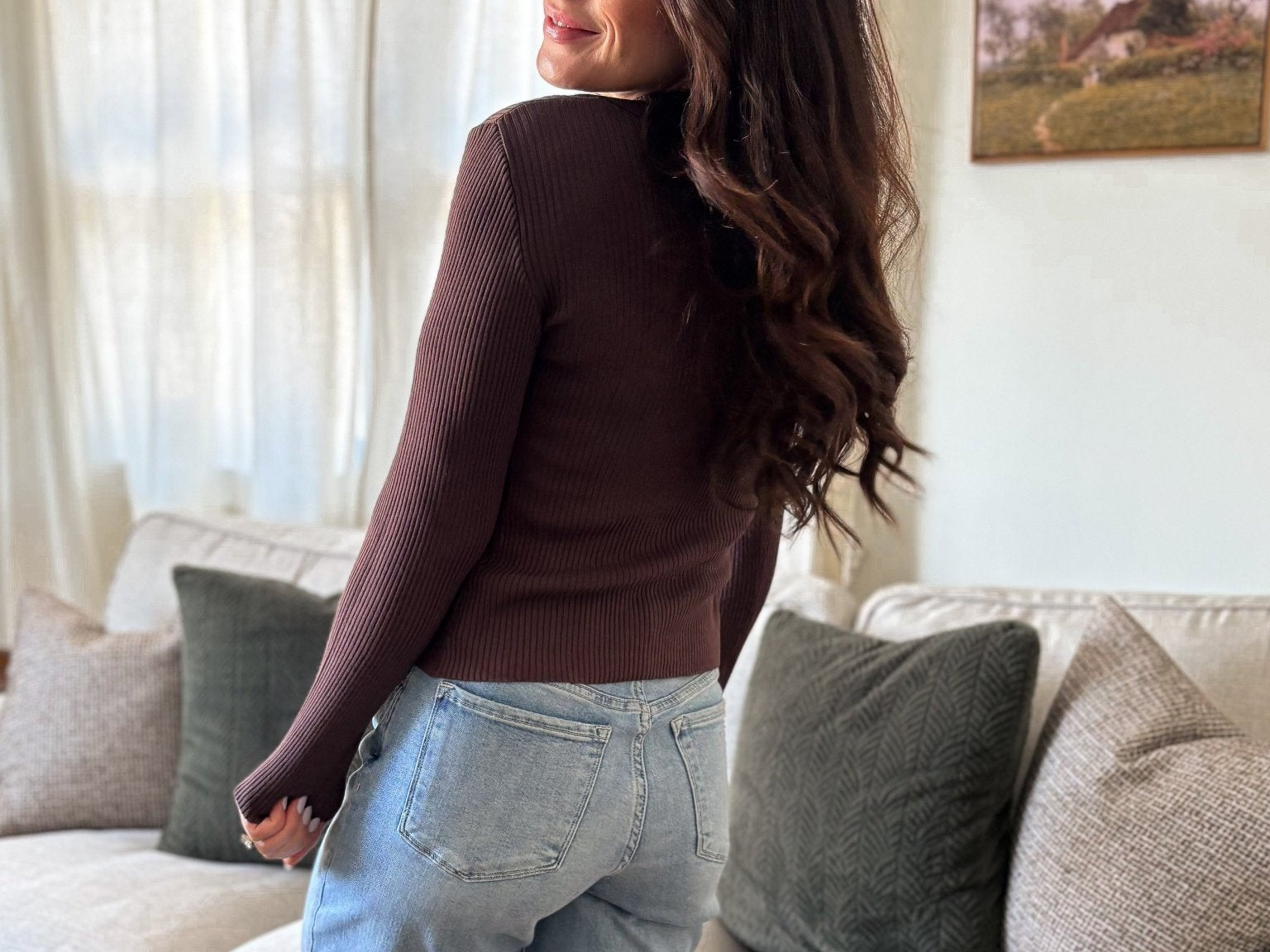 The Cora Front Hook Collared Long Sleeve Knit Cardigan in Brown - Love and Lee Apparel