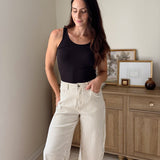 The Cecelia Stripe Cotton Barrel Jeans Casual High Waist Pants - Love and Lee Apparel