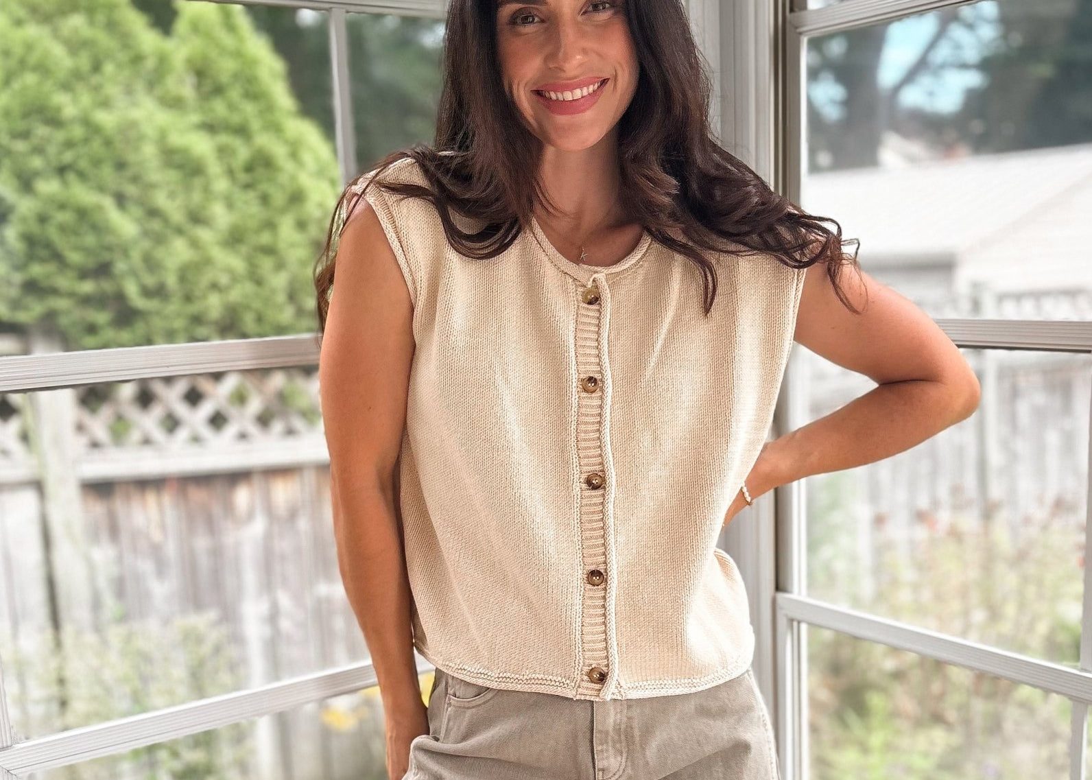The Sybel Raw Edge Sleeveless Button Down Knit Cardigan - Love and Lee Apparel