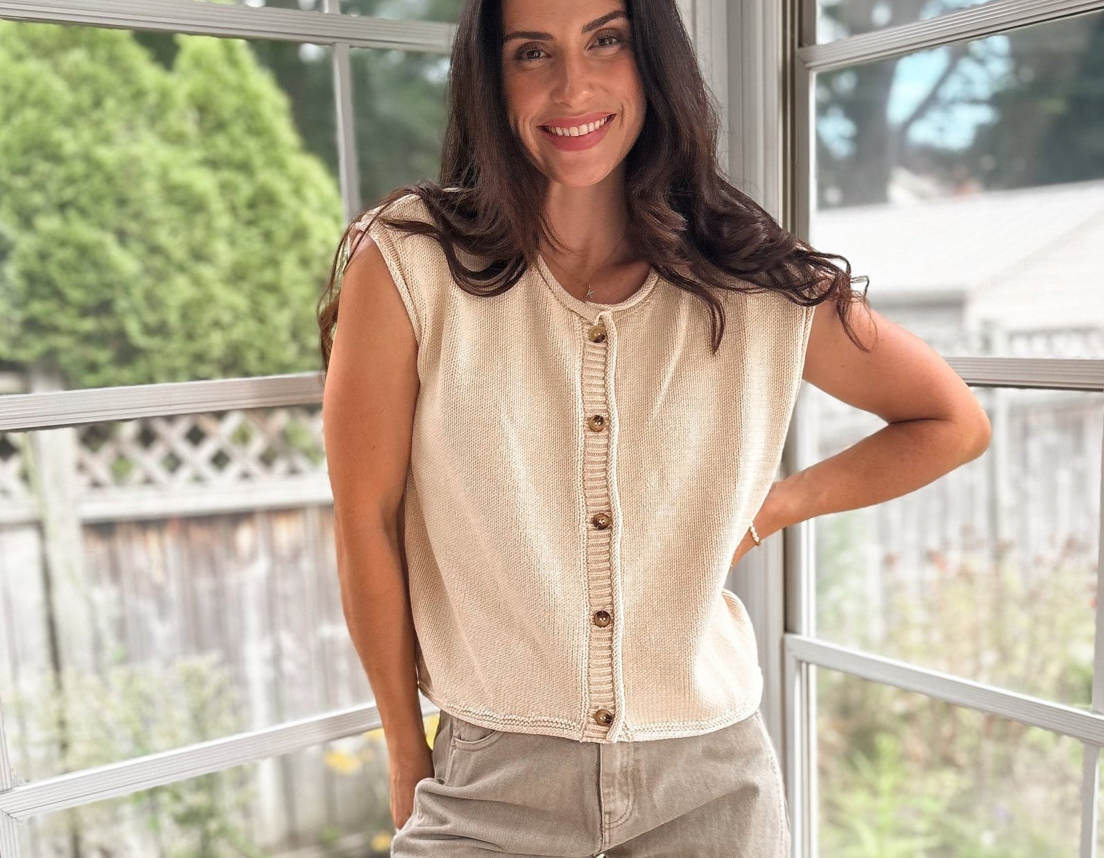 The Sybel Raw Edge Sleeveless Button Down Knit Cardigan - Love and Lee Apparel