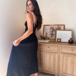 The Chanel Contrast Tie Spaghetti Strap Mix Media Midi Dress - Love and Lee Apparel