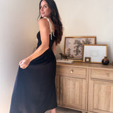 The Chanel Contrast Tie Spaghetti Strap Mix Media Midi Dress - Love and Lee Apparel