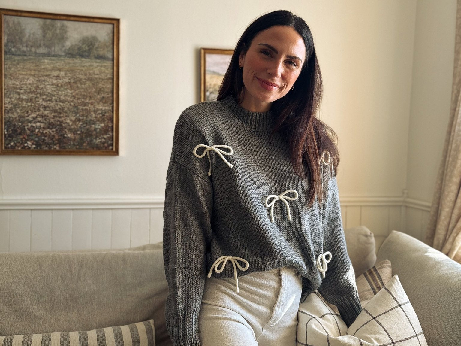 The Naomie Bow Detail Crew Neck Long Sleeve Pullover Sweater - Love and Lee Apparel