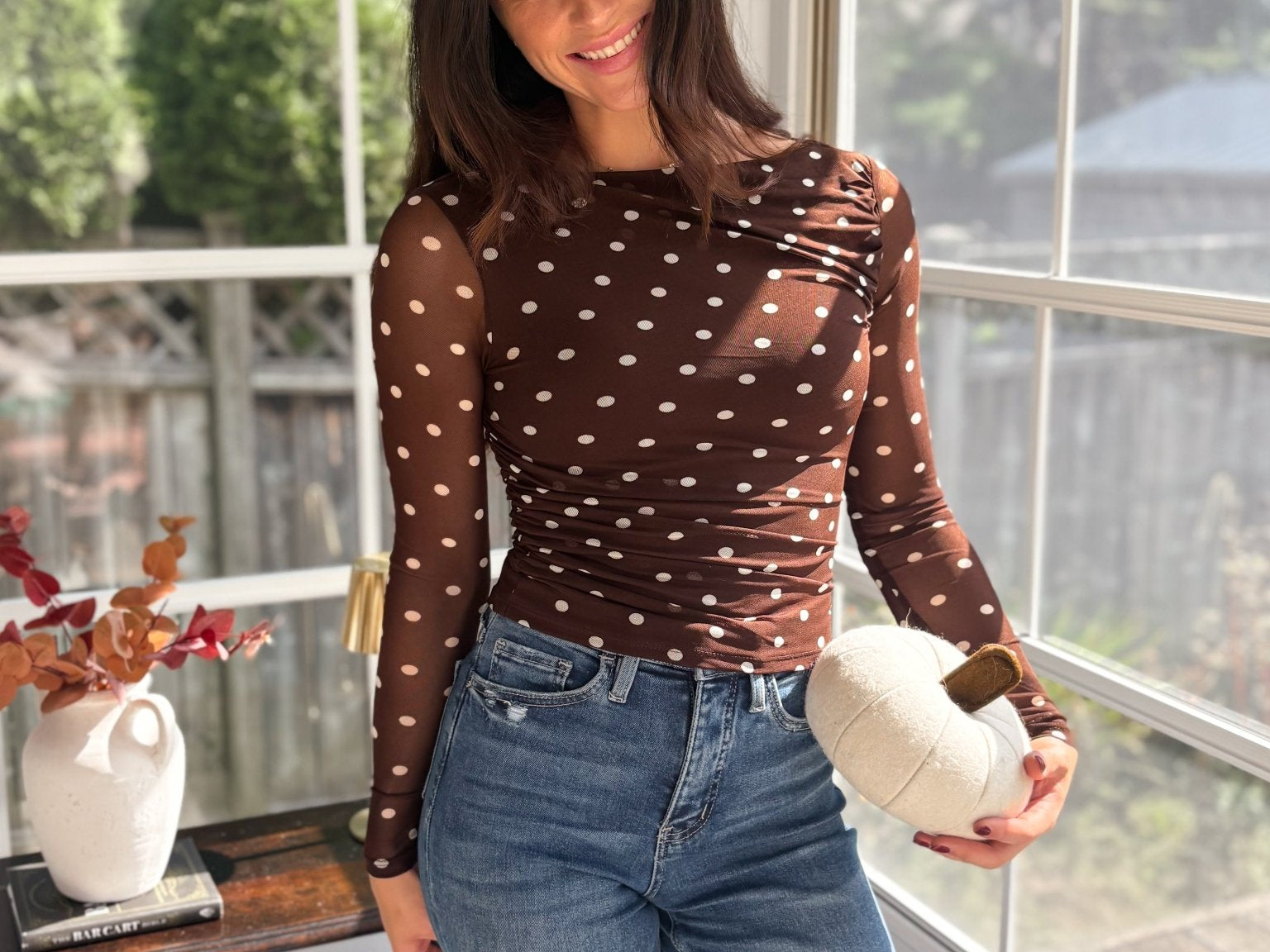 Autumn Social Sheer Mesh Long Sleeve Top - Love and Lee Apparel