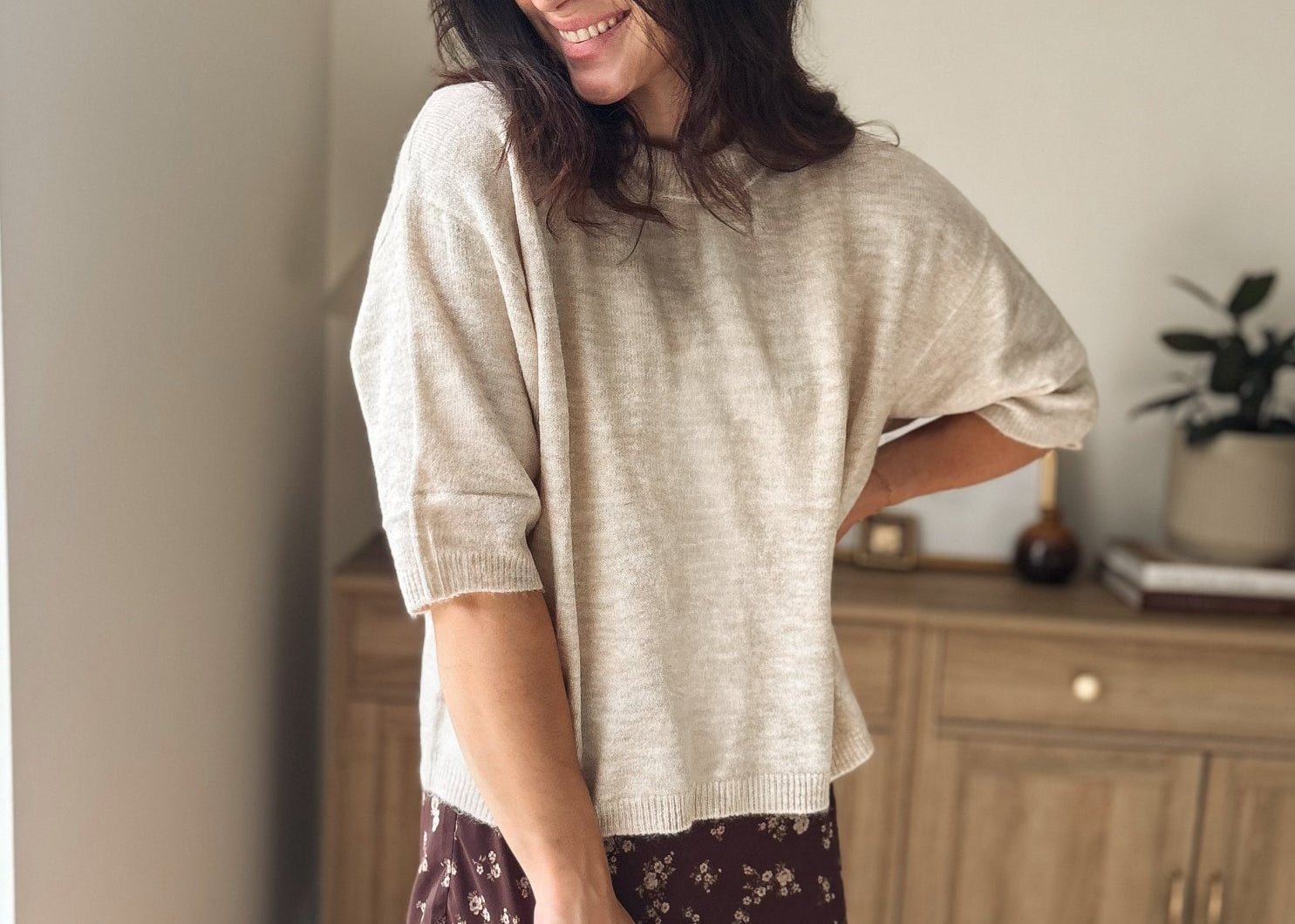 The Presley Floral Print Elastic Lace Trim Mini Skirt in Brown - Love and Lee Apparel