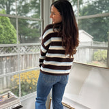 'Yale Bookclub' Multi-Color Stripe Rolled Neck Knit Cardigan - Love and Lee Apparel