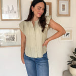 The Pheobe Flutter Sleeve Button Down Embroidered Top - Love and Lee Apparel