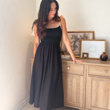 The Chanel Contrast Tie Spaghetti Strap Mix Media Midi Dress - Love and Lee Apparel
