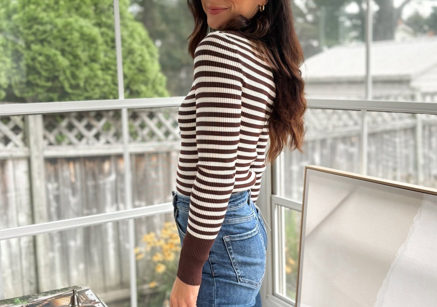 'Study Hall' Boat Neck Stripe Ribbed Long Sleeve Sweater Top - Love and Lee Apparel