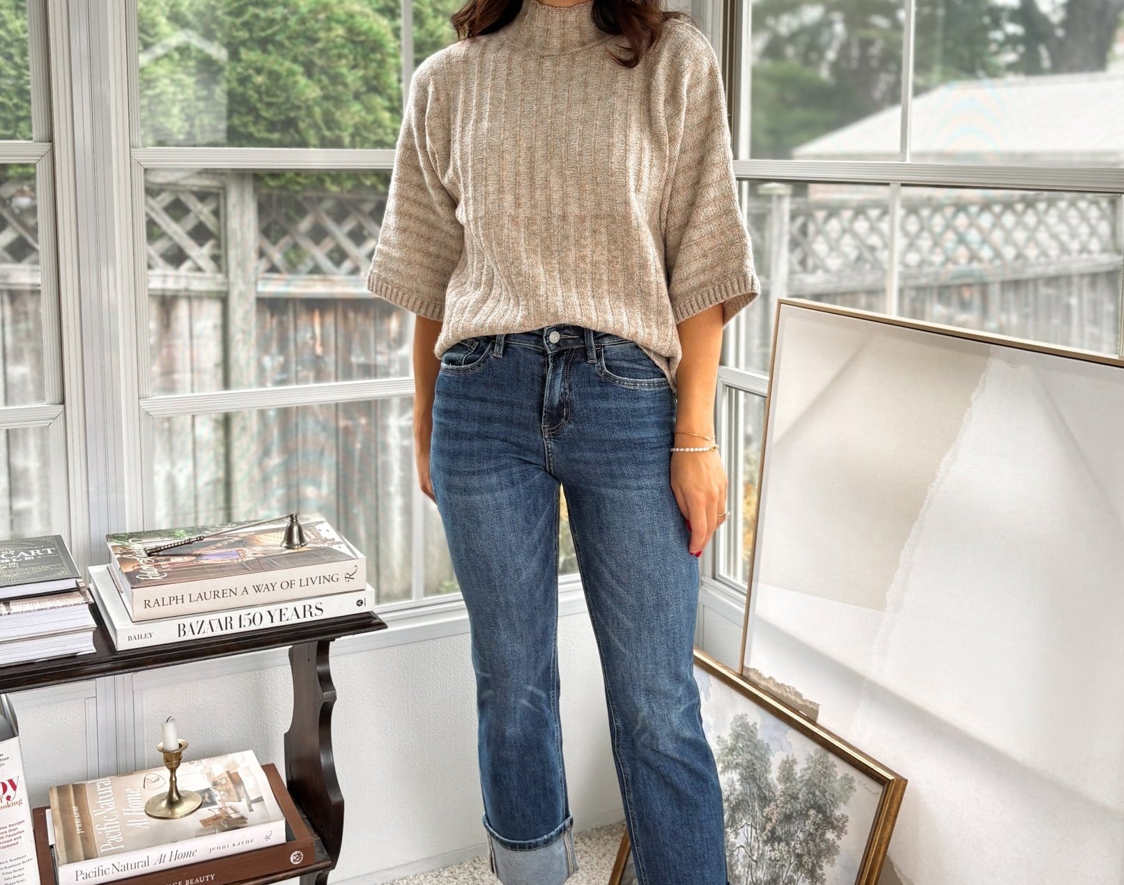 'The Oxford' High Rise Cuffed Ankle Straight Jeans - Love and Lee Apparel