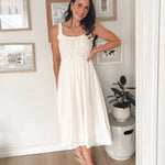 The Avery Spaghetti Strap Front Tie Shirred Waist Midi Dress - Love and Lee Apparel