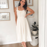 The Avery Spaghetti Strap Front Tie Shirred Waist Midi Dress - Love and Lee Apparel