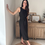 The Peyton Sleeveless Tie Detail Linen Effect Woven Midi Dress - Love and Lee Apparel