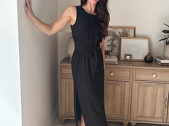 The Peyton Sleeveless Tie Detail Linen Effect Woven Midi Dress - Love and Lee Apparel