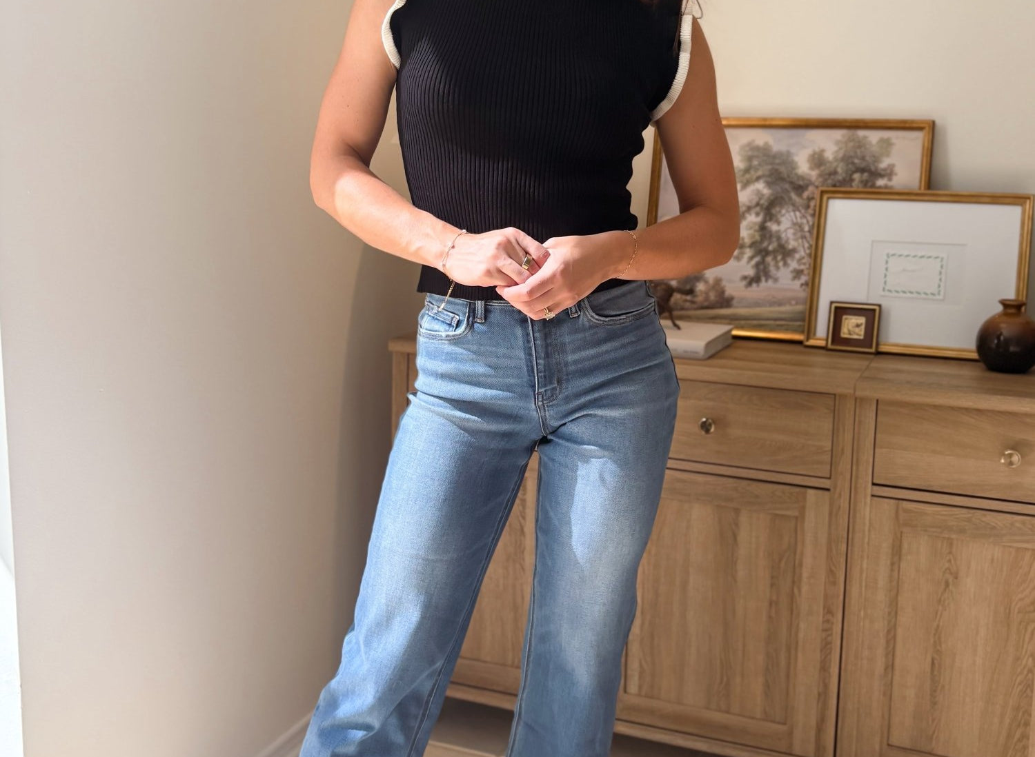 The Dayna High Rise Medium Wash Ankle Slim Wide Jeans - Love and Lee Apparel