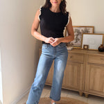 The Dayna High Rise Medium Wash Ankle Slim Wide Jeans - Love and Lee Apparel