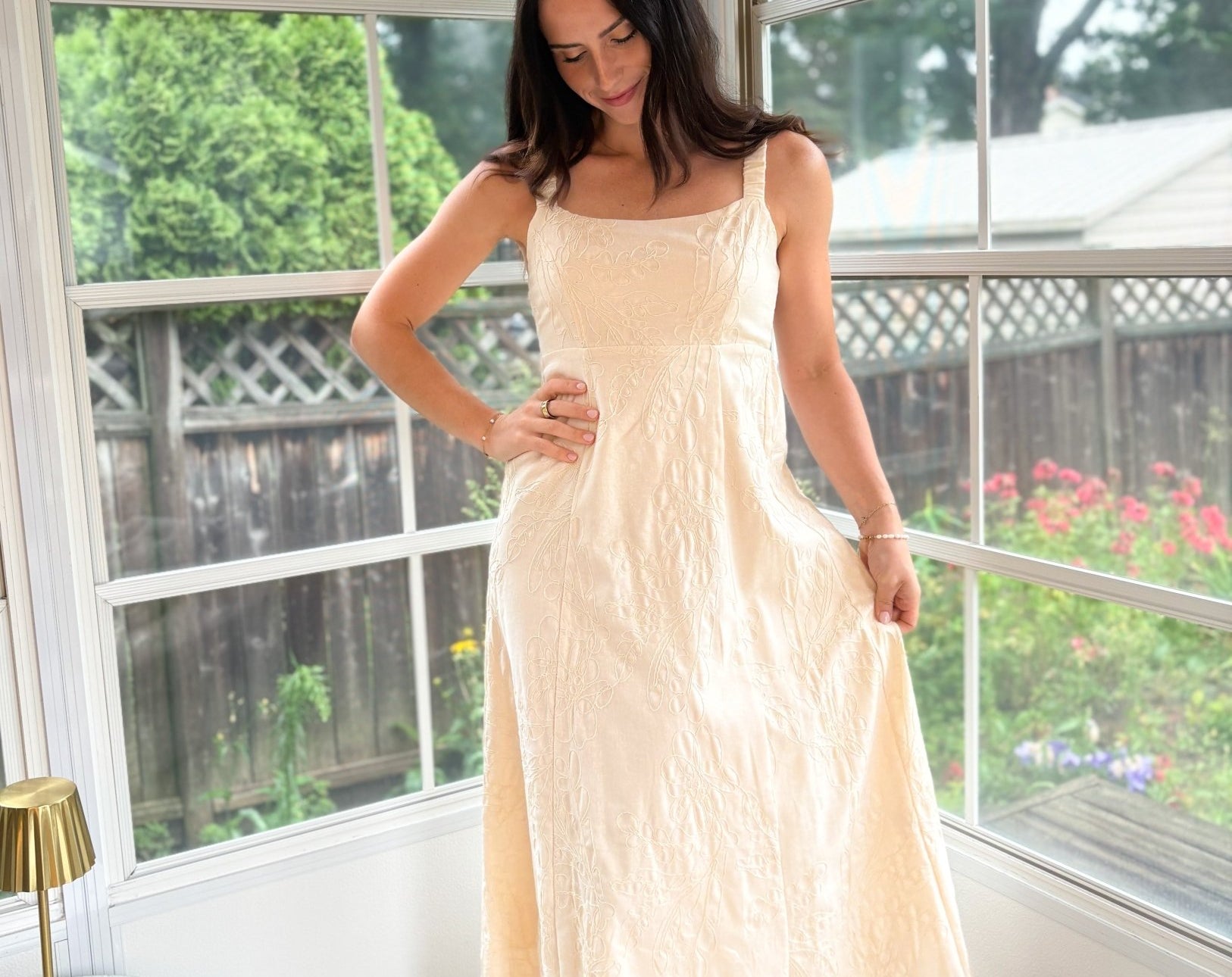 Iris Textured Floral Embroidery Midi Dress - Love and Lee Apparel