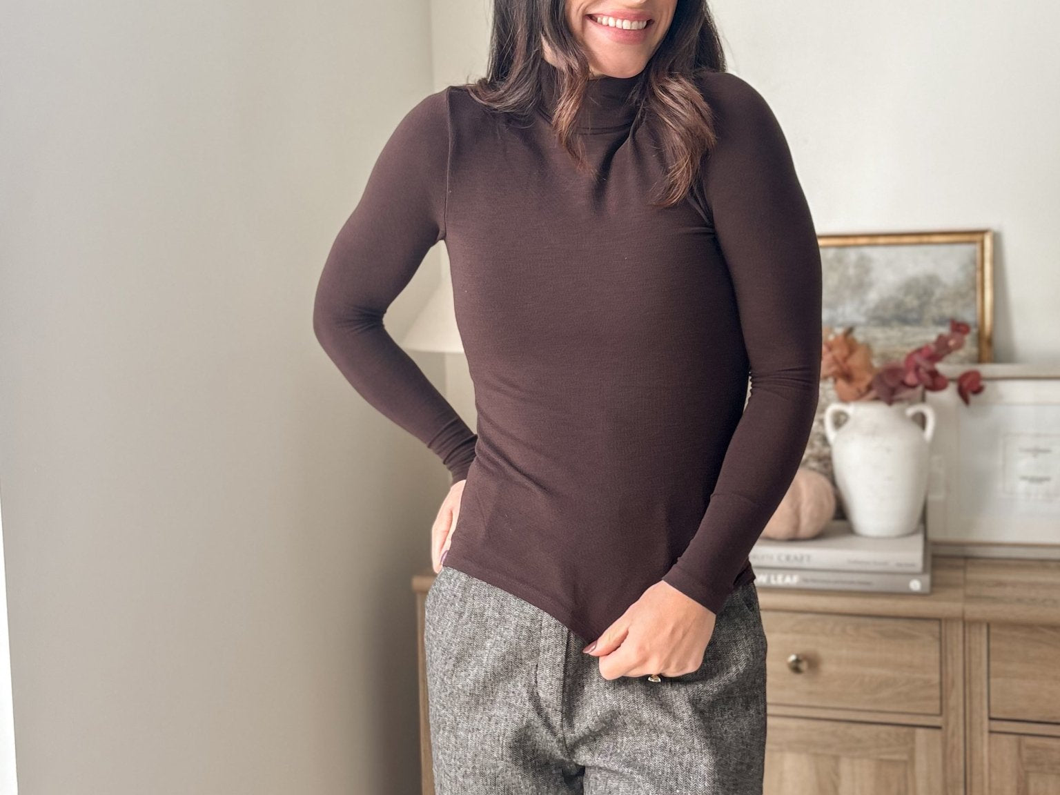 The 'Gathered' Long Sleeve Rolled Neck Top - Love and Lee Apparel
