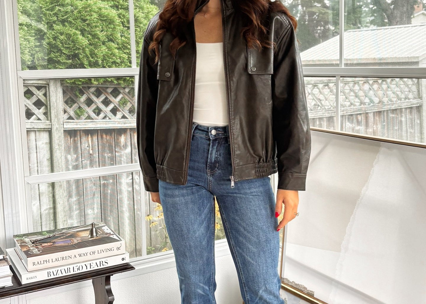 'The Varsity Club' Collared Zip-Up Faux Leather Bomber Jacket - Love and Lee Apparel