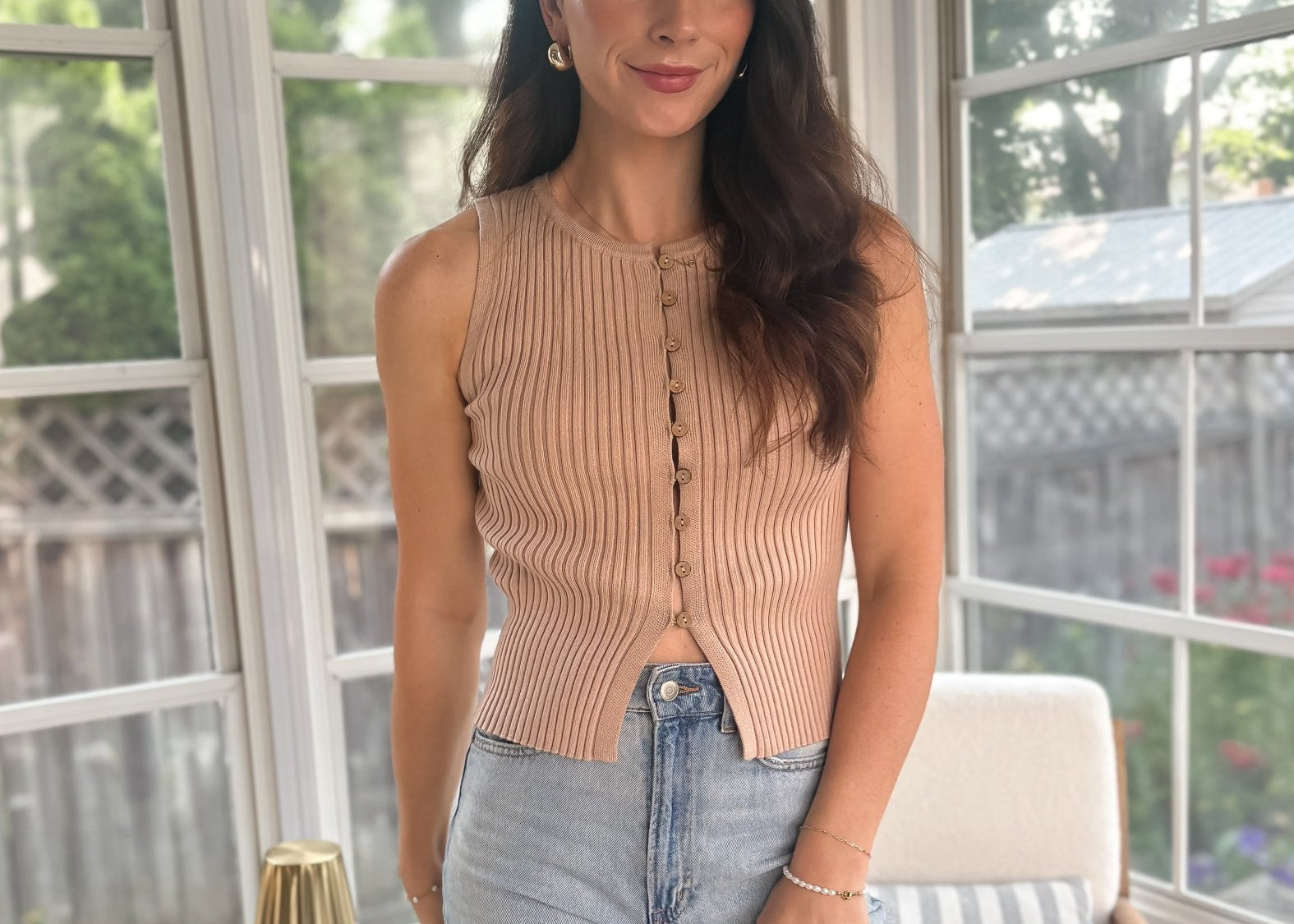 September Sleeveless Button Vest - Love and Lee Apparel