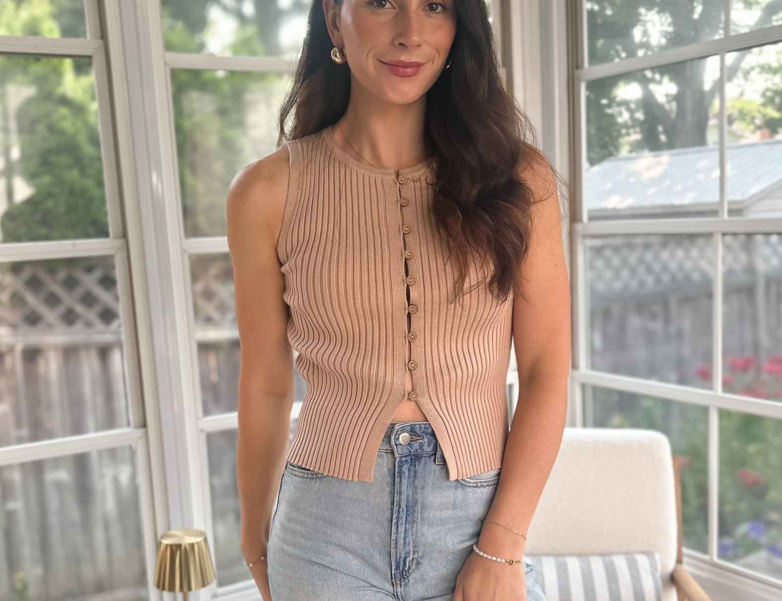 September Sleeveless Button Vest - Love and Lee Apparel