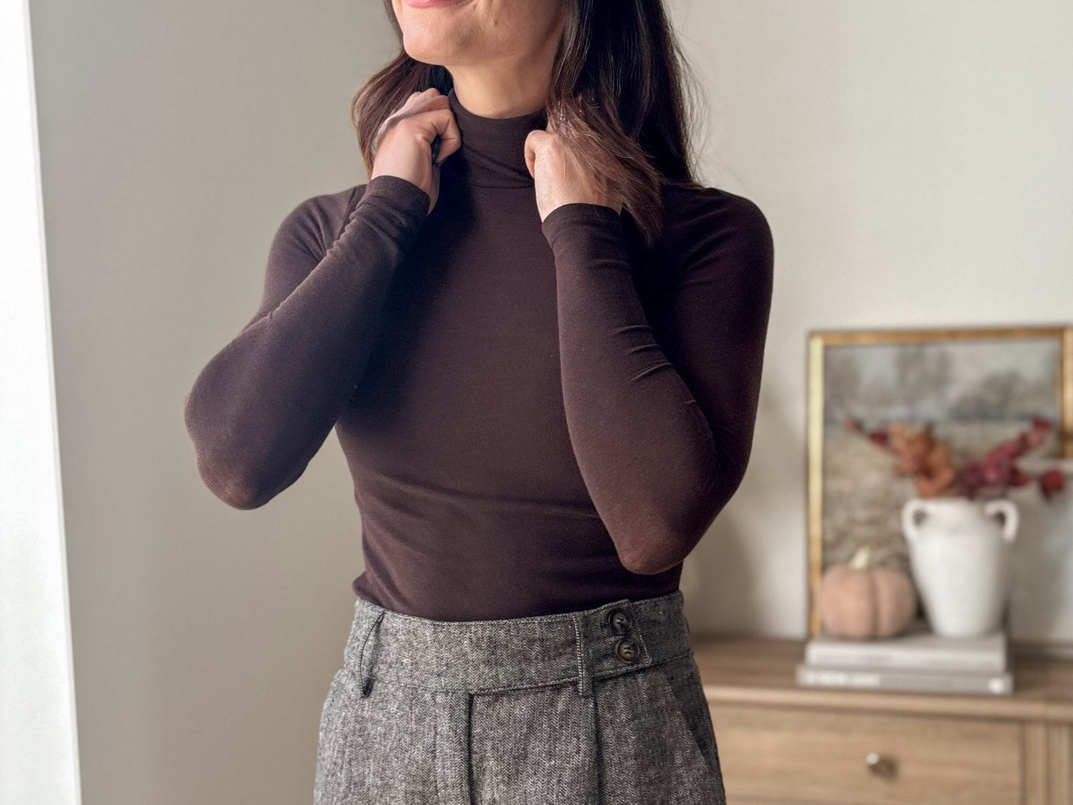 The 'Gathered' Long Sleeve Rolled Neck Top - Love and Lee Apparel