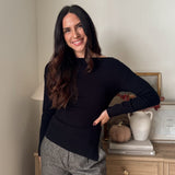 The' Home for the Holiday' Boat Neck Dolman Long Sleeve Knit Sweater in Black - Love and Lee Apparel