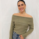 The Katia Long Sleeve Off - Shoulder Knit Sweater - 2 colours available - Love and Lee Apparel