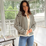 'Row Club' Striped Cardigan - Love and Lee Apparel