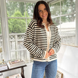 'Row Club' Striped Cardigan - Love and Lee Apparel
