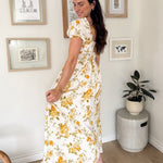 The Irene Floral Ruched Bust Puff Sleeve Midi Dress - Love and Lee Apparel