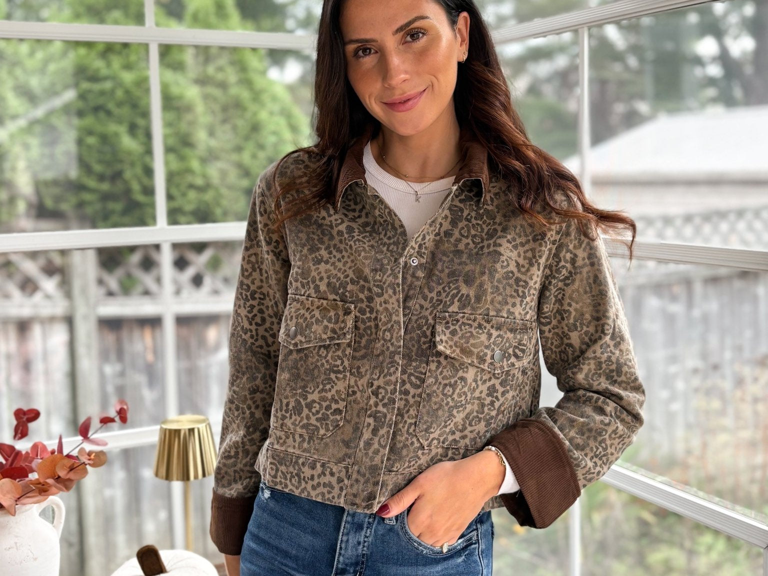 Wildwood Printed Jacket with Corduroy Collar - Love and Lee Apparel