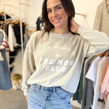 Mom Club Graphic Washed Crewneck Sweater - Love and Lee Apparel