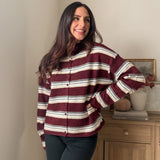 The 'Sparkling Cider' Multi-Color Stripe Rolled Neck Knit Cardigan - Love and Lee Apparel
