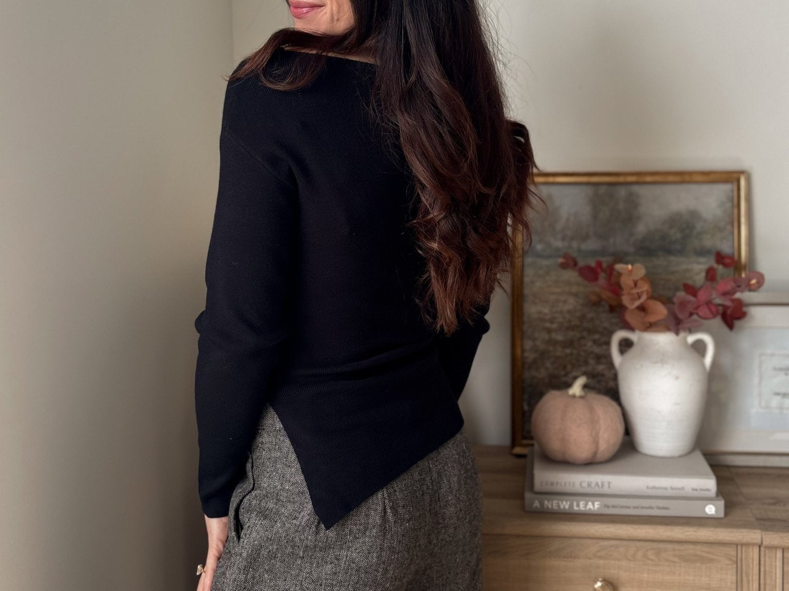 The' Home for the Holiday' Boat Neck Dolman Long Sleeve Knit Sweater in Black - Love and Lee Apparel