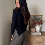 The' Home for the Holiday' Boat Neck Dolman Long Sleeve Knit Sweater in Black - Love and Lee Apparel