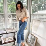 'The Oxford' High Rise Cuffed Ankle Straight Jeans - Love and Lee Apparel