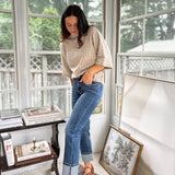 'The Oxford' High Rise Cuffed Ankle Straight Jeans - Love and Lee Apparel