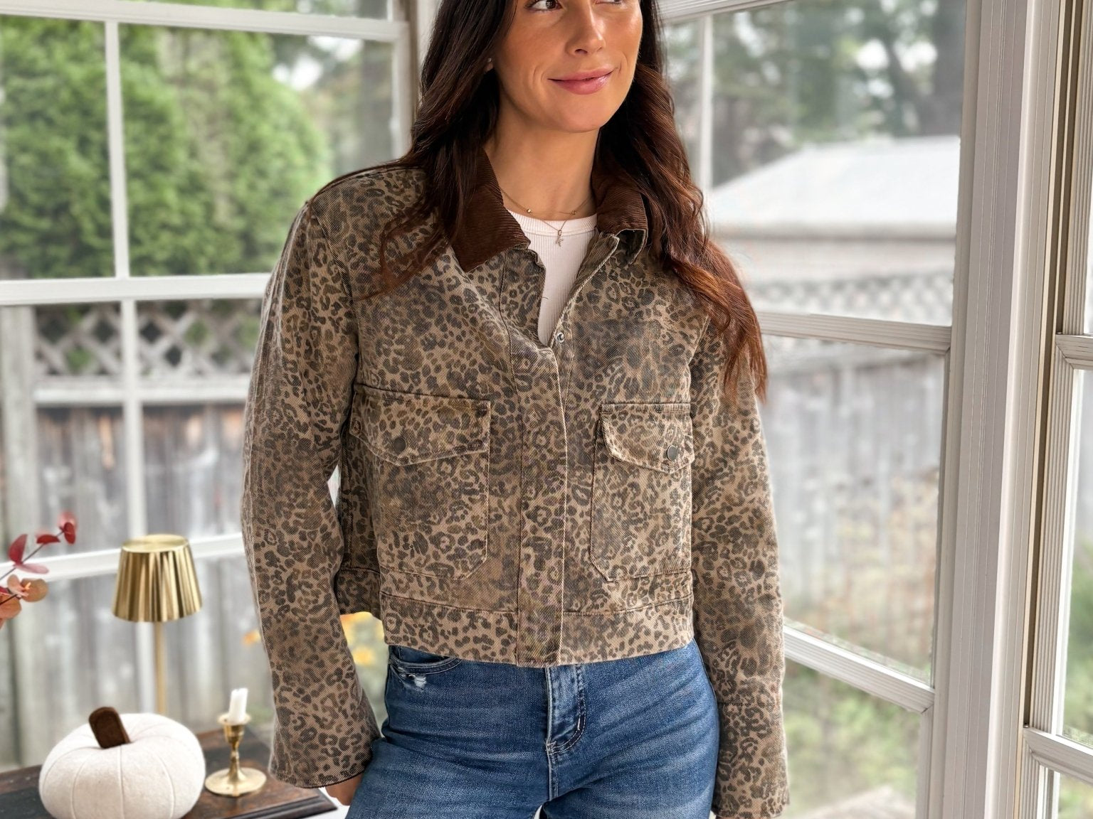 Wildwood Printed Jacket with Corduroy Collar - Love and Lee Apparel