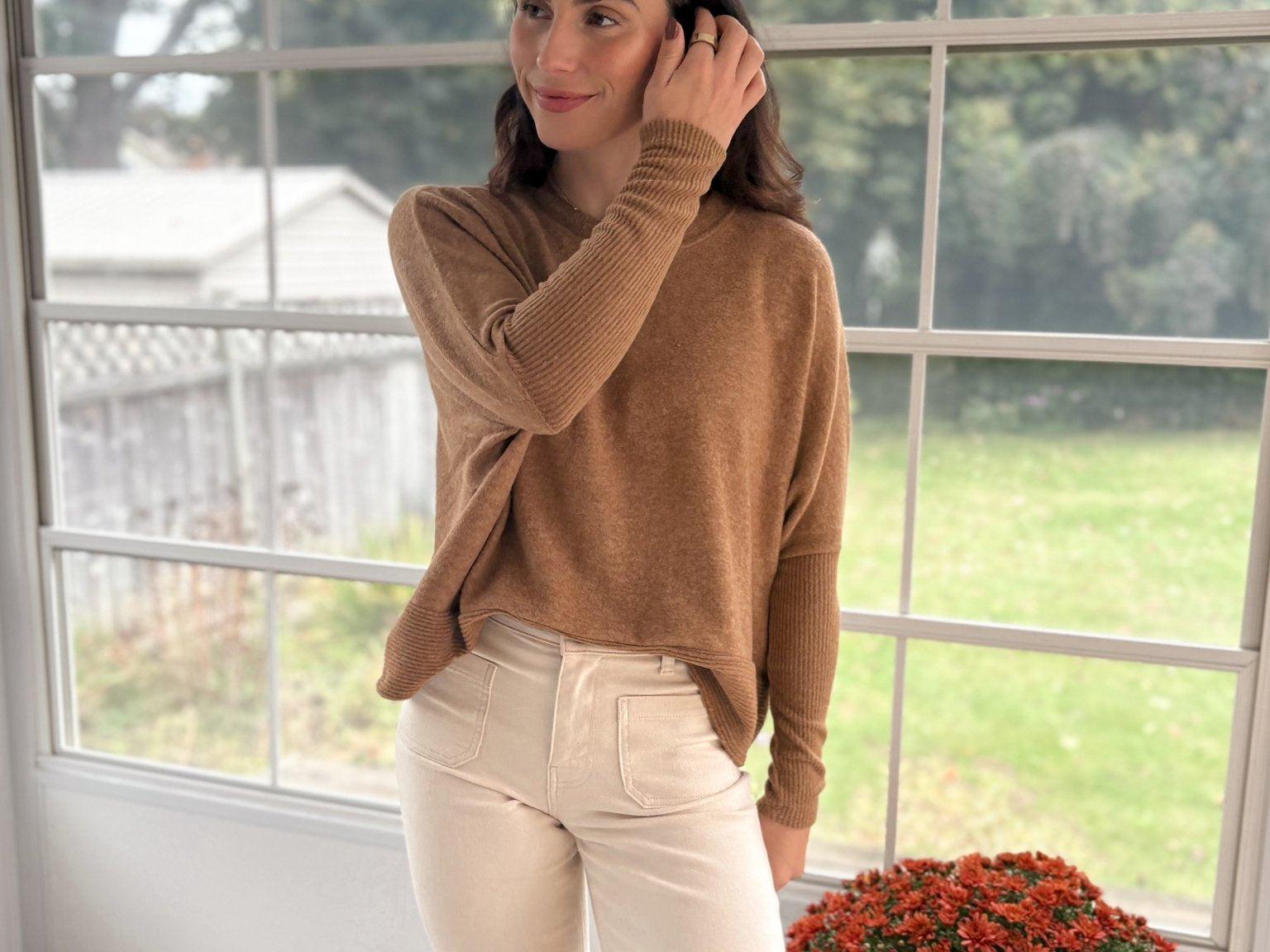 The Harrington Brushed Melange Hacci Dolman Sleeve Sweater - Love and Lee Apparel