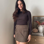 The 'Hickory & Clove' Houndstooth Belted Mini Skirt - Love and Lee Apparel