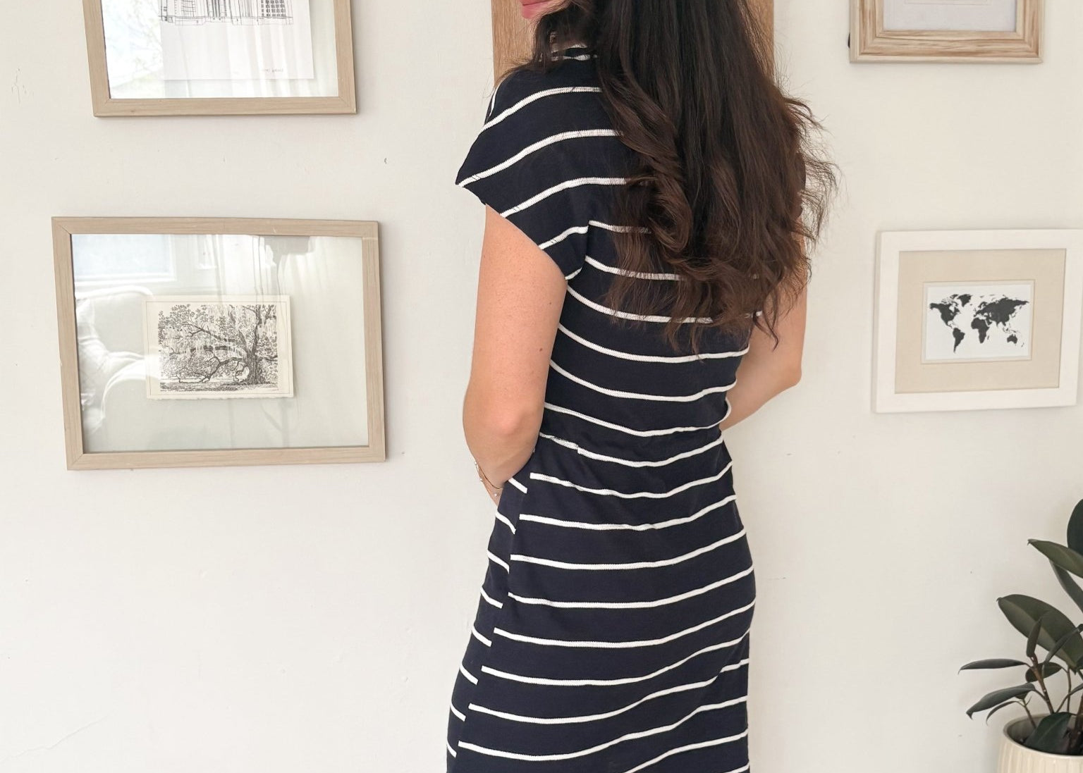 The Summer Short Sleeve V - Neck T-Shirt Dress in Navy - Love and Lee Apparel