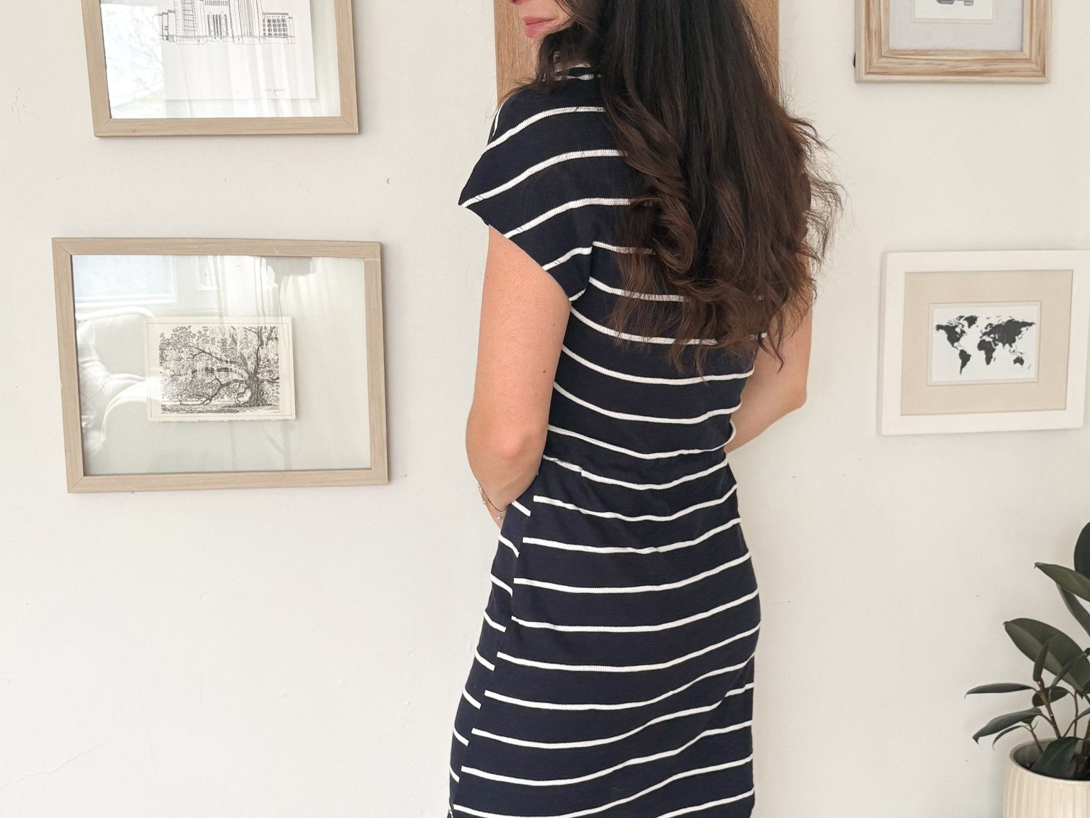 The Summer Short Sleeve V - Neck T-Shirt Dress in Navy - Love and Lee Apparel