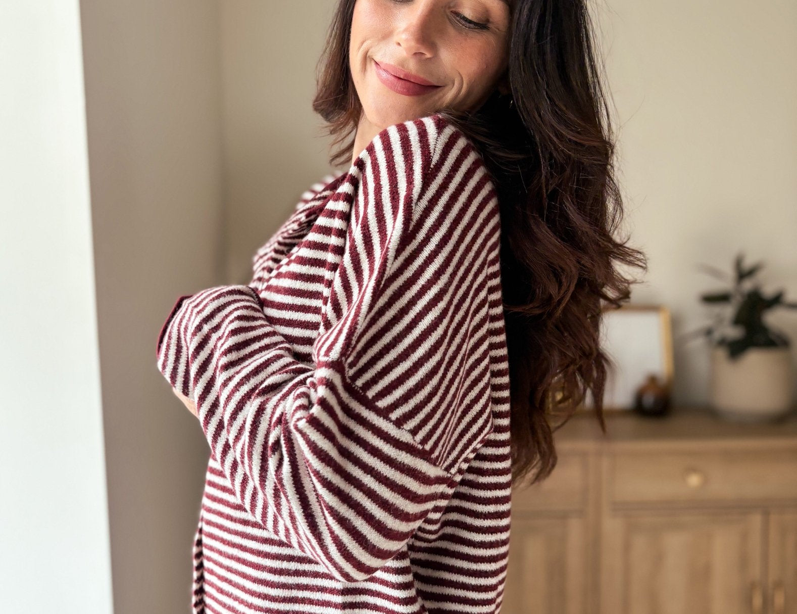 The Heirloom Stripe Raw Edge Drop Shoulder Knit Cardigan - Love and Lee Apparel