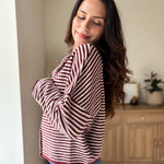 The Heirloom Stripe Raw Edge Drop Shoulder Knit Cardigan - Love and Lee Apparel