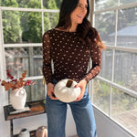 Autumn Social Sheer Mesh Long Sleeve Top - Love and Lee Apparel