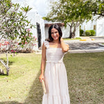 The Macy Stripe Smocked Ruffle Trim Midi Dress - Love and Lee Apparel