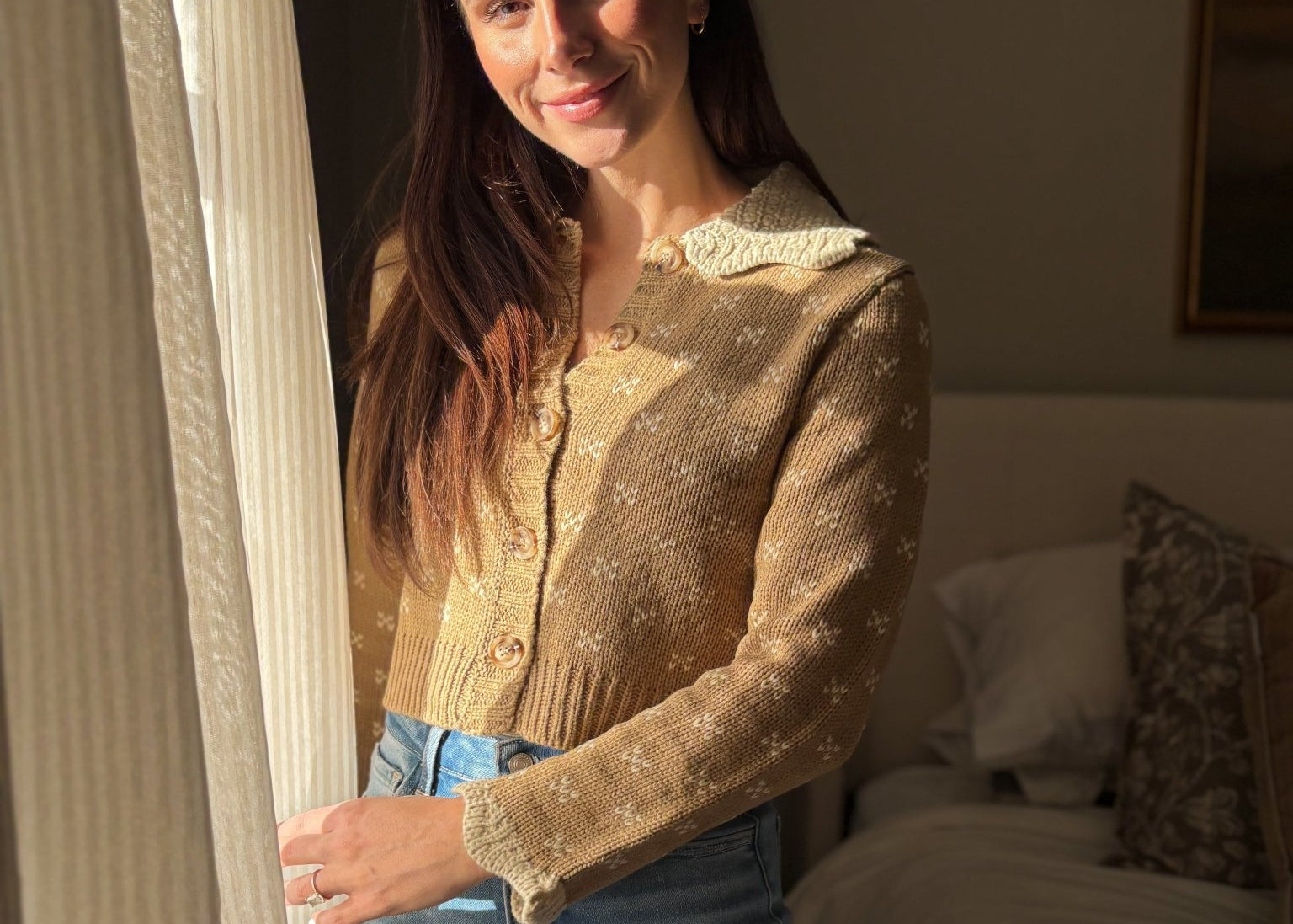 The Colette Crochet Scallop Collar Button Down Knit Cardigan - Love and Lee Apparel