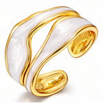 Double Cuffed Wave Ring in 18K Gold Plated Steel - Love and Lee Apparel